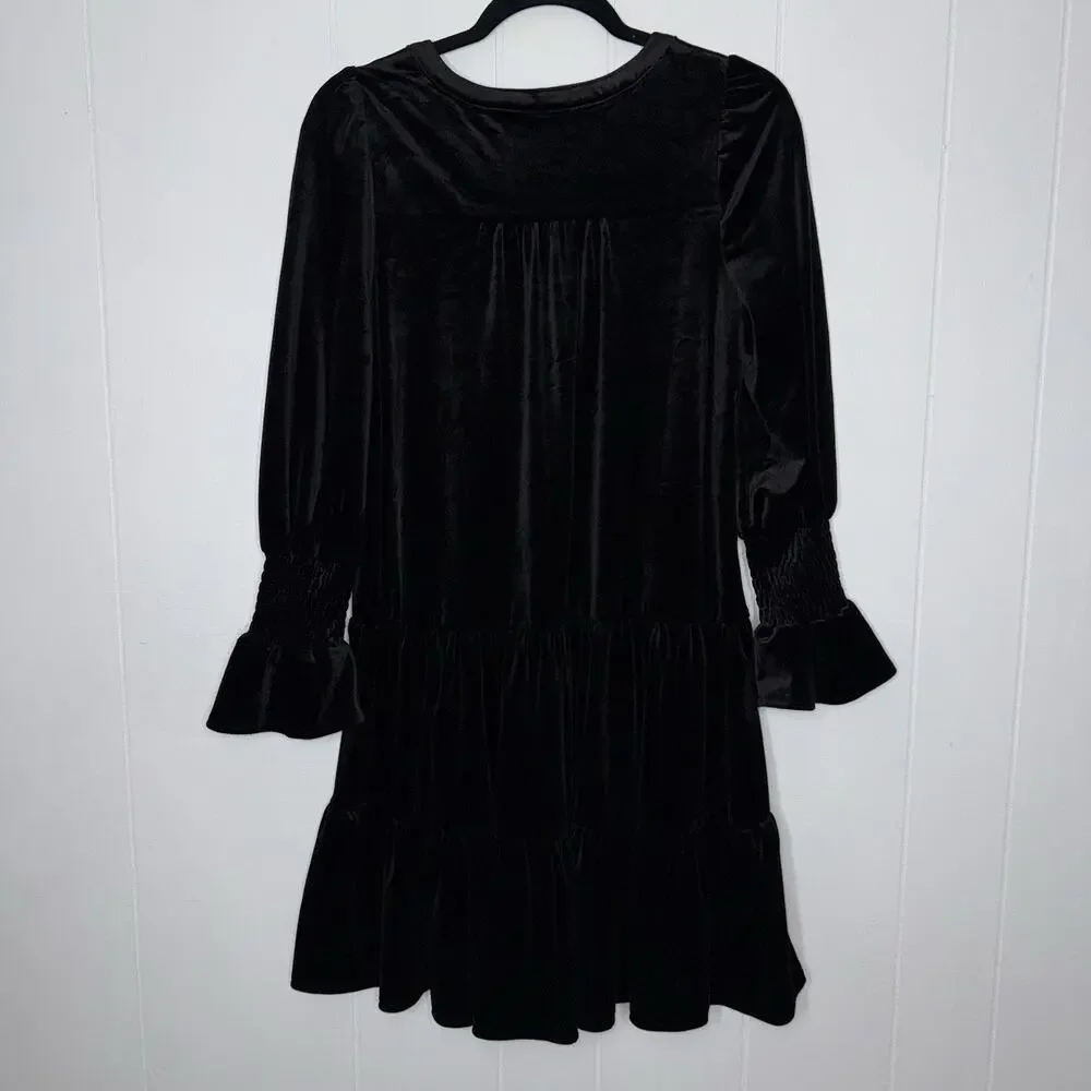 Pomander Place Women’s Black Velvet Kenzo Dress Size Medium - Picture 2 of 6